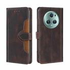 For Honor Magic5 Pro Skin Feel Magnetic Buckle Leather Phone Case(Brown) - 1