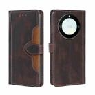 For Honor X40 Skin Feel Magnetic Buckle Leather Phone Case(Brown) - 1