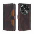 For OPPO Find X6 5G Skin Feel Magnetic Buckle Leather Phone Case(Brown) - 1