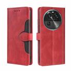 For OPPO Find X6 5G Skin Feel Magnetic Buckle Leather Phone Case(Red) - 1