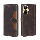 For Realme C55 4G Skin Feel Magnetic Buckle Leather Phone Case(Brown) - 1