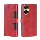 For Realme C55 4G Skin Feel Magnetic Buckle Leather Phone Case(Red) - 1