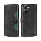 For Realme V30 5G / V30T Skin Feel Magnetic Buckle Leather Phone Case(Black) - 1