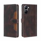 For Realme V30 5G / V30T Skin Feel Magnetic Buckle Leather Phone Case(Brown) - 1