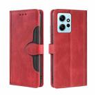 For Xiaomi Redmi Note 12 4G Global Skin Feel Magnetic Buckle Leather Phone Case(Red) - 1