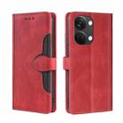 For OnePlus Ace 2V 5G Skin Feel Magnetic Buckle Leather Phone Case(Red) - 1