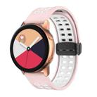 20mm Double-row Hole Folding Black Buckle Two-color Silicone Watch Band(Pink White) - 1