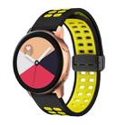 20mm Double-row Hole Folding Black Buckle Two-color Silicone Watch Band(Black Yellow) - 1