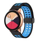 20mm Double-row Hole Folding Black Buckle Two-color Silicone Watch Band(Black Sky Blue) - 1