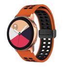 22mm Double-row Hole Folding Black Buckle Two-color Silicone Watch Band(Orange Black) - 1
