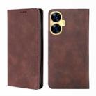 For Realme C55 4G Skin Feel Magnetic Horizontal Flip Leather Phone Case(Dark Brown) - 1