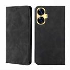 For Realme C55 4G Skin Feel Magnetic Horizontal Flip Leather Phone Case(Black) - 1