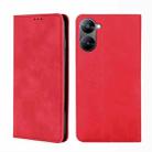 For Realme V30 5G / V30t Skin Feel Magnetic Horizontal Flip Leather Phone Case(Red) - 1