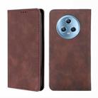 For Honor Magic5 Skin Feel Magnetic Horizontal Flip Leather Phone Case(Dark Brown) - 1