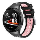 For Huawei Watch GT 2e Two Color Round Hole Silicone Watch Band(Balck Light Pink) - 1