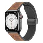 Magnetic Folding Silicone Leather Watch Band For Apple Watch Ultra 49mm&Watch Ultra 2 49mm / Series 9&8&7 45mm / SE 3&SE 2&6&SE&5&4 44mm / 3&2&1 42mm (Dark Brown) - 1