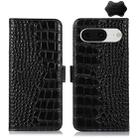 For Google Pixel 8 Crocodile Top Layer Cowhide Leather Phone Case(Black) - 1