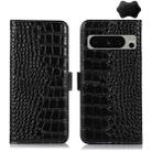 For Google Pixel 8 Pro Crocodile Top Layer Cowhide Leather Phone Case(Black) - 1