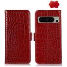 For Google Pixel 8 Pro Crocodile Top Layer Cowhide Leather Phone Case(Red) - 1