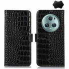 For Honor Magic5 Pro Crocodile Top Layer Cowhide Leather Phone Case(Black) - 1