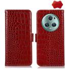 For Honor Magic5 Pro Crocodile Top Layer Cowhide Leather Phone Case(Red) - 1