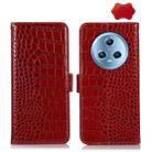 For Honor Magic5 Crocodile Top Layer Cowhide Leather Phone Case(Red) - 1