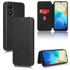 For vivo Y02s Carbon Fiber Texture Flip Leather Phone Case(Black) - 1