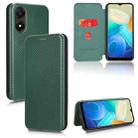 For vivo Y02s Carbon Fiber Texture Flip Leather Phone Case(Green) - 1