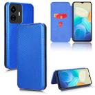 For vivo Y77 5G Carbon Fiber Texture Flip Leather Phone Case(Blue) - 1