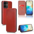 For vivo Y77 5G Carbon Fiber Texture Flip Leather Phone Case(Brown) - 1