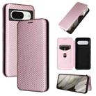 For Google Pixel 8 Carbon Fiber Texture Flip Leather Phone Case(Pink) - 1