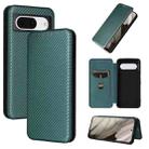 For Google Pixel 8 Carbon Fiber Texture Flip Leather Phone Case(Green) - 1