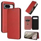 For Google Pixel 8 Carbon Fiber Texture Flip Leather Phone Case(Brown) - 1