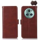 For Honor Magic5 Pro Crazy Horse Top Layer Cowhide Leather Phone Case(Brown) - 1