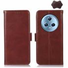 For Honor Magic5 Crazy Horse Top Layer Cowhide Leather Phone Case(Brown) - 1