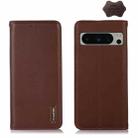 For Google Pixel 8 Pro KHAZNEH Nappa Top Layer Cowhide Leather Phone Case(Brown) - 1