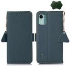 For Nokia C12 4G Side-Magnetic TJ Genuine Leather RFID Phone Case(Green) - 1