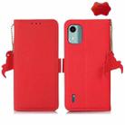 For Nokia C12 4G Side-Magnetic TJ Genuine Leather RFID Phone Case(Red) - 1