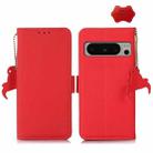 For Google Pixel 8 Pro Side-Magnetic TJ Genuine Leather RFID Phone Case(Red) - 1