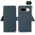 For Google Pixel 8 Side-Magnetic TJ Genuine Leather RFID Phone Case(Green) - 1