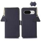 For Google Pixel 8 Side-Magnetic TJ Genuine Leather RFID Phone Case(Blue) - 1