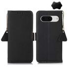 For Google Pixel 8 Side-Magnetic TJ Genuine Leather RFID Phone Case(Black) - 1