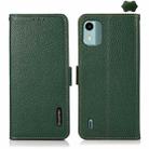 For Nokia C12 4G KHAZNEH Side-Magnetic Litchi Genuine Leather RFID Phone Case(Green) - 1
