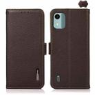 For Nokia C12 4G KHAZNEH Side-Magnetic Litchi Genuine Leather RFID Phone Case(Brown) - 1
