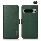For Google Pixel 8 Pro KHAZNEH Side-Magnetic Litchi Genuine Leather RFID Phone Case(Green) - 1