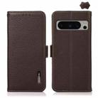 For Google Pixel 8 Pro KHAZNEH Side-Magnetic Litchi Genuine Leather RFID Phone Case(Brown) - 1