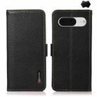 For Google Pixel 8 KHAZNEH Side-Magnetic Litchi Genuine Leather RFID Phone Case(Black) - 1