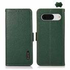 For Google Pixel 8 KHAZNEH Side-Magnetic Litchi Genuine Leather RFID Phone Case(Green) - 1