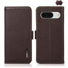 For Google Pixel 8 KHAZNEH Side-Magnetic Litchi Genuine Leather RFID Phone Case(Brown) - 1