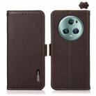 For Honor Magic5 Pro KHAZNEH Side-Magnetic Litchi Genuine Leather RFID Phone Case(Brown) - 1